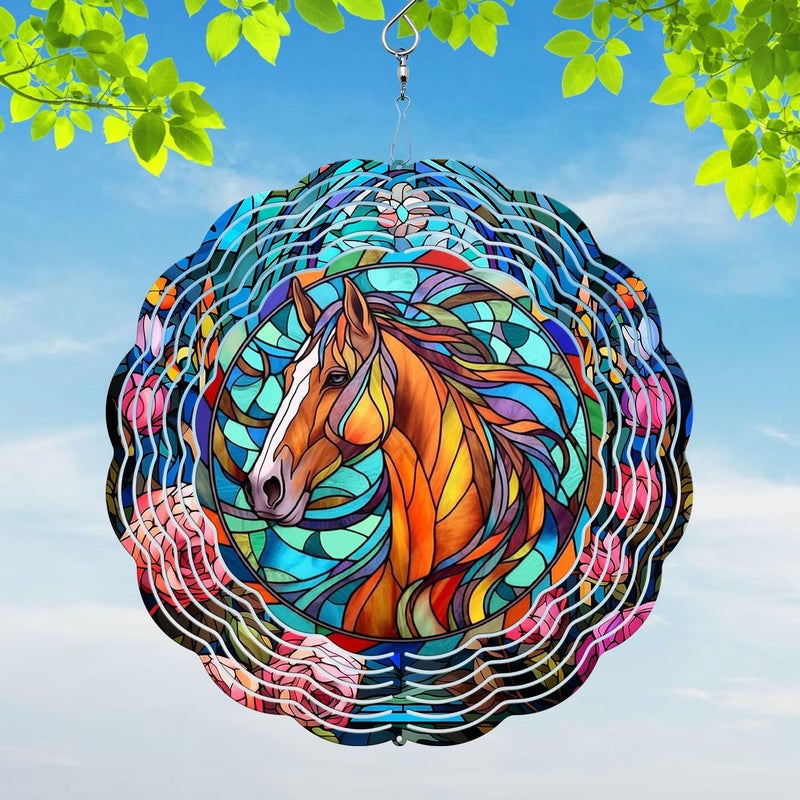 44memory Horse Yard and Garden Wind Spinner, Unique 3D Hanging Horse Wind Spinner - Image 1